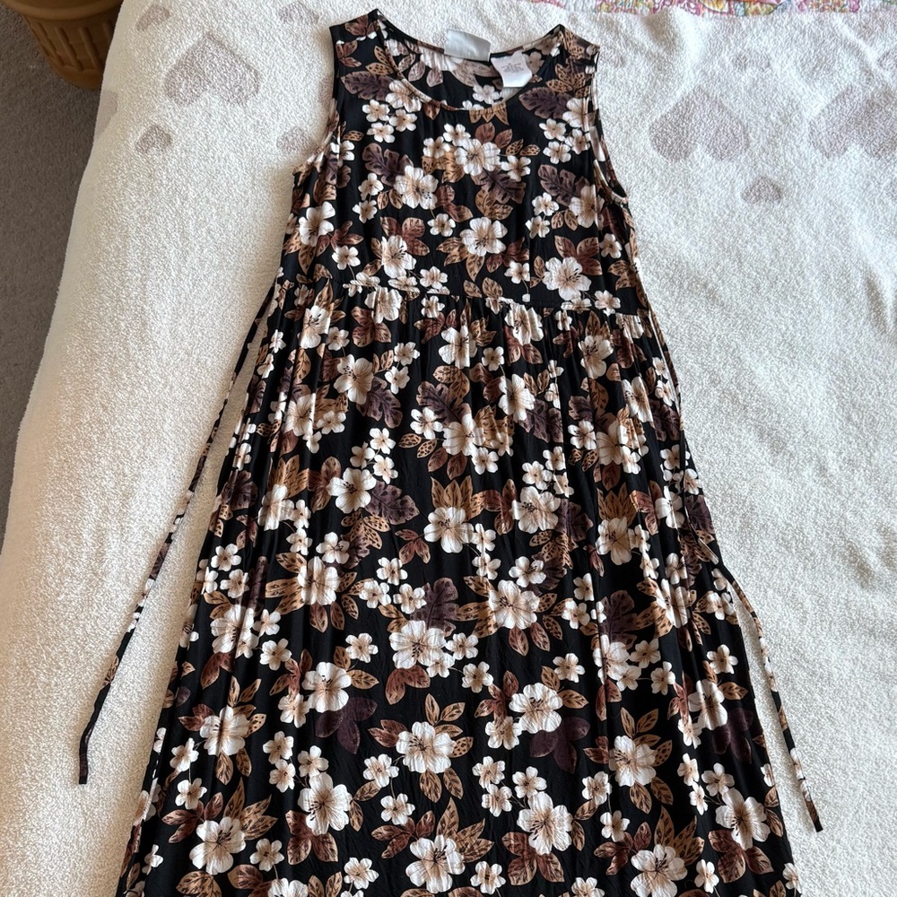Erika Studio Black and Brown Floral Maxi Dress